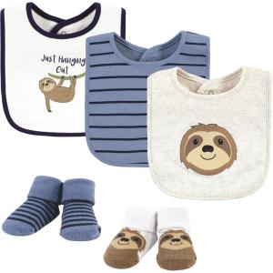 imageHudson Baby Unisex BabyCotton Bib and Sock SetSloth