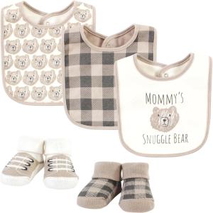 imageHudson Baby Unisex BabyCotton Bib and Sock SetSnuggle Bear