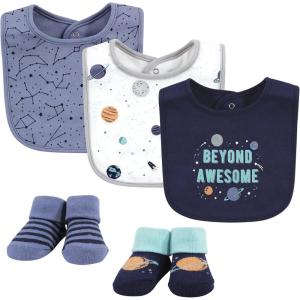 imageHudson Baby Unisex BabyCotton Bib and Sock SetSpace