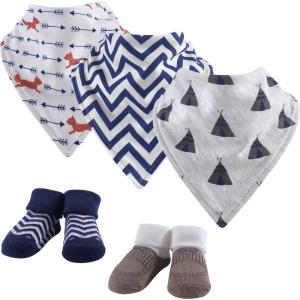 imageHudson Baby Unisex BabyCotton Bib and Sock SetTeepee