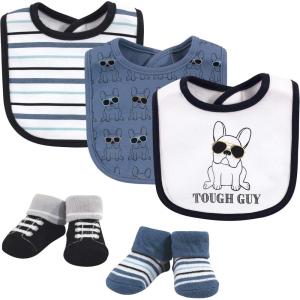 imageHudson Baby Unisex BabyCotton Bib and Sock SetTough Guy