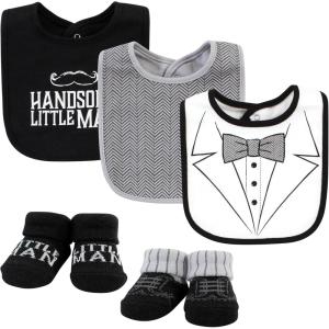 imageHudson Baby Unisex BabyCotton Bib and Sock SetTweed Bow Tie
