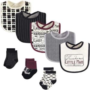imageHudson Baby Unisex BabyCotton Bib and Sock SetVintage Little Man