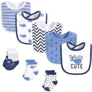 imageHudson Baby Unisex BabyCotton Bib and Sock SetWhaley Cute