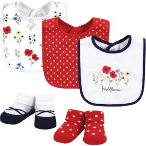 imageHudson Baby Unisex BabyCotton Bib and Sock SetWildflower