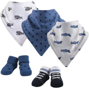 imageHudson Baby Unisex BabyCotton Bib and Sock SetWingman