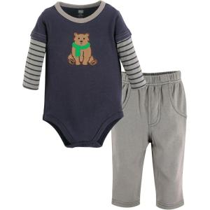 imageHudson Baby Unisex Cotton Bodysuit and Pant SetBear