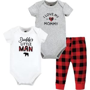 imageHudson Baby Unisex Cotton Bodysuit and Pant SetBuffalo Plaid Family