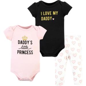 imageHudson Baby Unisex Cotton Bodysuit and Pant SetDaddys Little Princess Short Sleeve