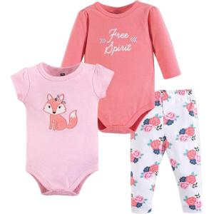 imageHudson Baby Unisex Cotton Bodysuit and Pant SetFloral Fox