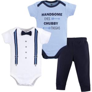 imageHudson Baby Unisex Cotton Bodysuit and Pant SetHandsome Eyes