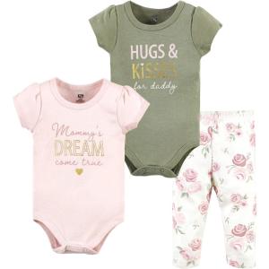 imageHudson Baby Unisex Cotton Bodysuit and Pant SetMom Dad Floral