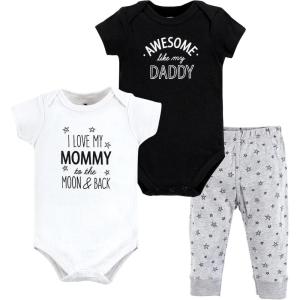 imageHudson Baby Unisex Cotton Bodysuit and Pant SetMom Dad Moon and Back
