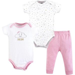imageHudson Baby Unisex Cotton Bodysuit and Pant SetPink Clouds