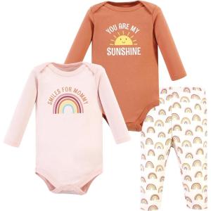 imageHudson Baby Unisex Cotton Bodysuit and Pant SetSunshine Rainbows Longsleeve