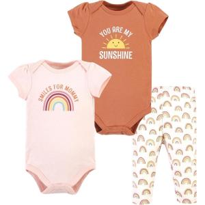 imageHudson Baby Unisex Cotton Bodysuit and Pant SetSunshine Rainbows Shortsleeve