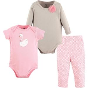 imageHudson Baby Unisex Cotton Bodysuit and Pant SetSwan