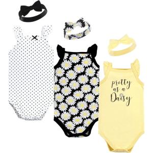 imageHudson Baby girls Sleeveless Bodysuit and Headband SetBaby and Toddler TShirt SetBlack Daisy