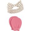 imageHudson Baby Baby Girls Cotton Headband and Scratch Mitten SetBlush Rose Leopard
