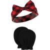 imageHudson Baby Baby Girls Cotton Headband and Scratch Mitten SetBuffalo Plaid Leopard