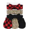 imageHudson Baby Baby Girls Cotton Headband and Scratch Mitten SetBuffalo Plaid Leopard