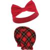 imageHudson Baby Baby Girls Cotton Headband and Scratch Mitten SetFancy Plaid Snowflake