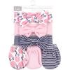 imageHudson Baby Baby Girls Cotton Headband and Scratch Mitten SetNavy Pink Floral