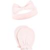 imageHudson Baby Baby Girls Cotton Headband and Scratch Mitten SetPink Gray Floral 8piece