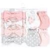 imageHudson Baby Baby Girls Cotton Headband and Scratch Mitten SetPink Gray Floral 8piece