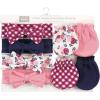imageHudson Baby Baby Girls Cotton Headband and Scratch Mitten SetPink Navy Floral