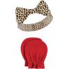 imageHudson Baby Baby Girls Cotton Headband and Scratch Mitten SetRose Leopard
