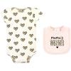 imageHudson Baby Unisex Baby Cotton Sleep and Play Bodysuit and Bandana Bib SetLeopard Hearts