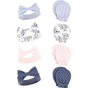 imageHudson Baby Baby Girls Cotton Headband and Scratch Mitten SetBlue Toile