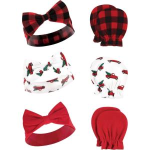 imageHudson Baby Baby Girls Cotton Headband and Scratch Mitten SetChristmas Tree Truck
