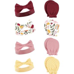 imageHudson Baby Baby Girls Cotton Headband and Scratch Mitten SetFall Botanical
