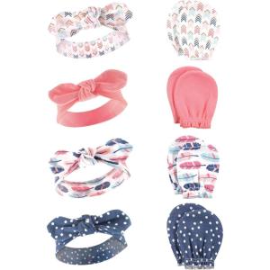 imageHudson Baby Baby Girls Cotton Headband and Scratch Mitten SetFeathers