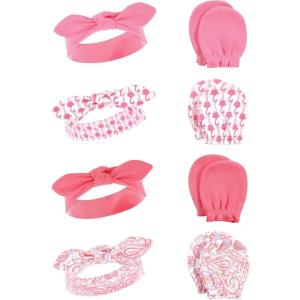 imageHudson Baby Baby Girls Cotton Headband and Scratch Mitten SetFlamingo