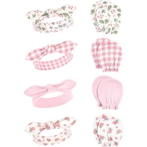 imageHudson Baby Baby Girls Cotton Headband and Scratch Mitten SetGingham Floral