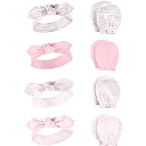 imageHudson Baby Baby Girls Cotton Headband and Scratch Mitten SetGray Feather