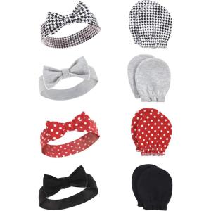 imageHudson Baby Baby Girls Cotton Headband and Scratch Mitten SetHoundstooth