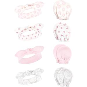 imageHudson Baby Baby Girls Cotton Headband and Scratch Mitten SetLace Medallion