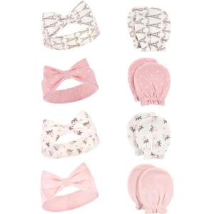 imageHudson Baby Baby Girls Cotton Headband and Scratch Mitten SetParis