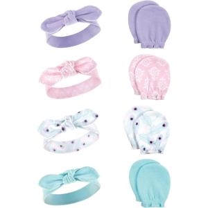 imageHudson Baby Baby Girls Cotton Headband and Scratch Mitten SetPeacock
