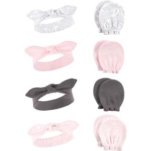 imageHudson Baby Baby Girls Cotton Headband and Scratch Mitten SetPink Bandana