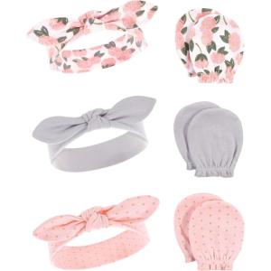 imageHudson Baby Baby Girls Cotton Headband and Scratch Mitten SetPink Peony