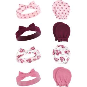 imageHudson Baby Baby Girls Cotton Headband and Scratch Mitten SetRose