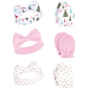 imageHudson Baby Baby Girls Cotton Headband and Scratch Mitten SetSparkle Trees
