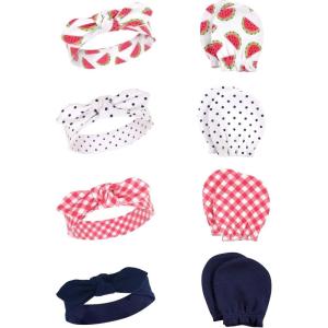 imageHudson Baby Baby Girls Cotton Headband and Scratch Mitten SetWatermelon