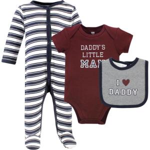 imageHudson Baby Unisex Baby Cotton Sleep and Play Bodysuit and Bandana Bib SetBoy Daddy