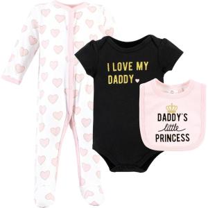 imageHudson Baby Unisex Baby Cotton Sleep and Play Bodysuit and Bandana Bib SetDaddys Little Princess